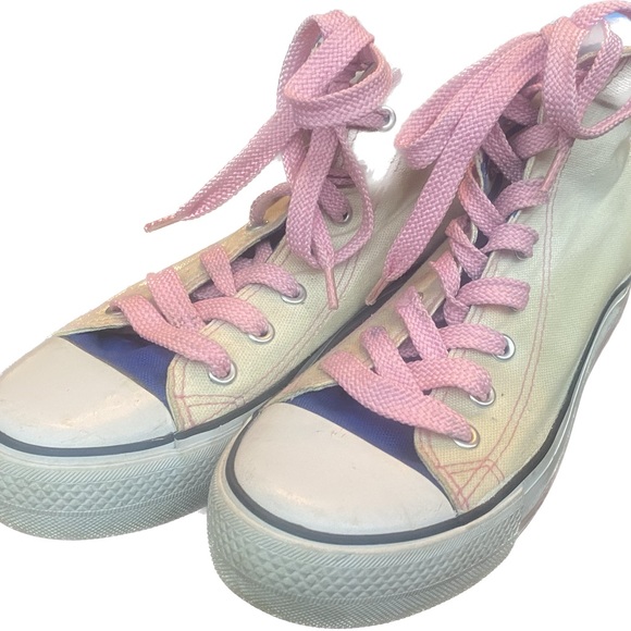 converse style high tops, pink blue and off white, virtually new - Picture 2 of 9